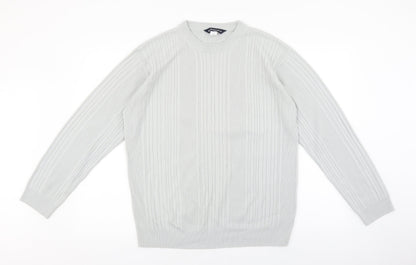 Springfield Mens Grey Crew Neck Acrylic Pullover Jumper Size S