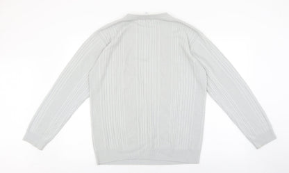 Springfield Mens Grey Crew Neck Acrylic Pullover Jumper Size S