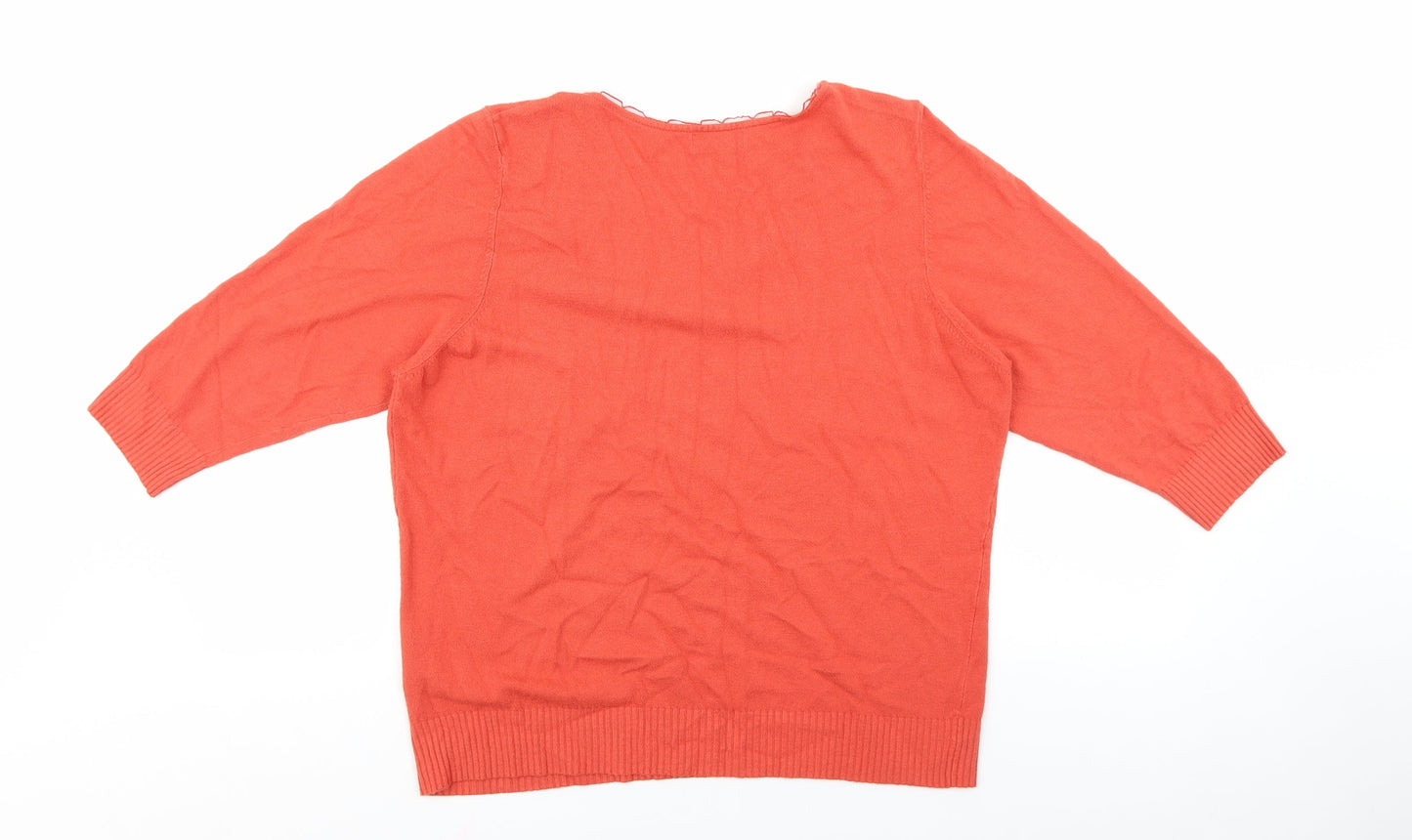 Marks and Spencer Womens Orange V-Neck Viscose Pullover Jumper Size 20