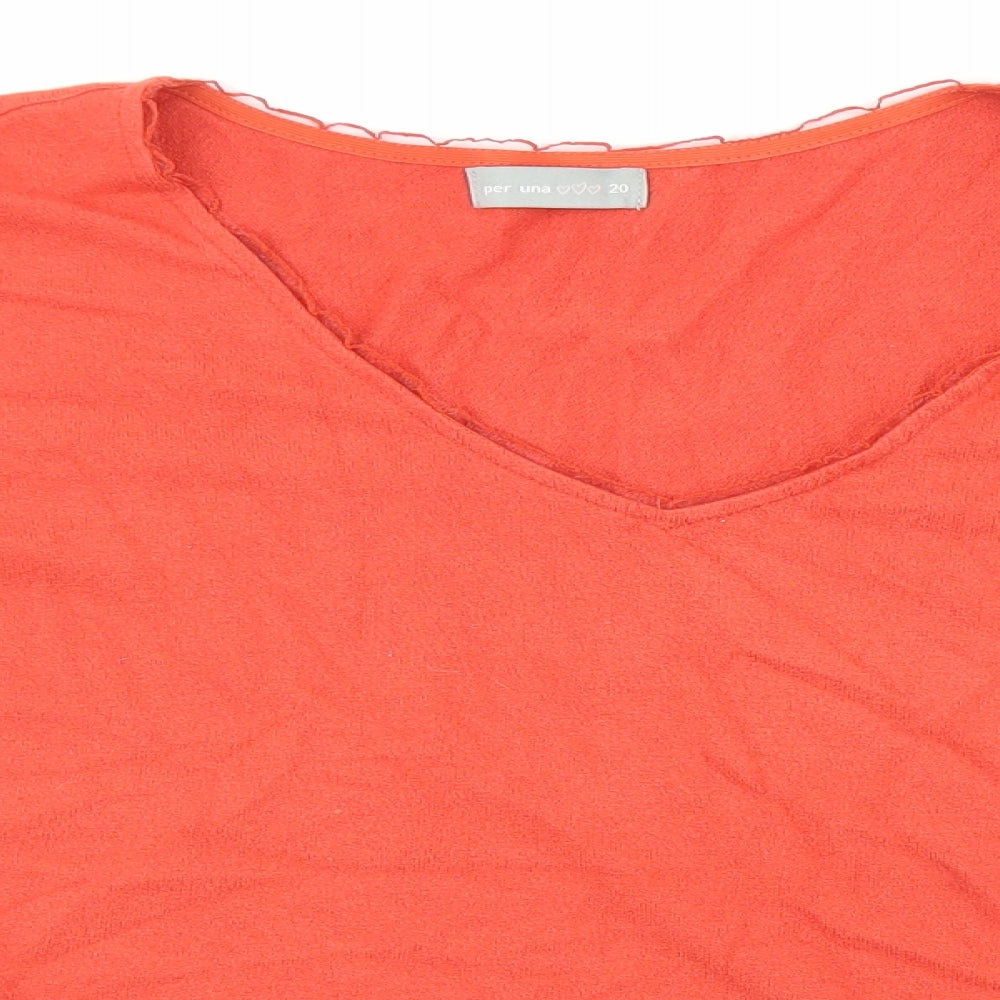 Marks and Spencer Womens Orange V-Neck Viscose Pullover Jumper Size 20
