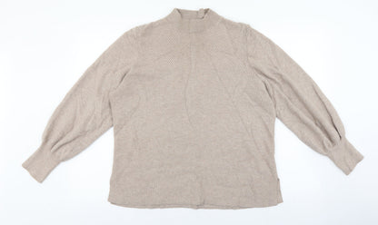 Marks & Spencer Womens Beige High Neck Viscose Pullover Jumper Size XL