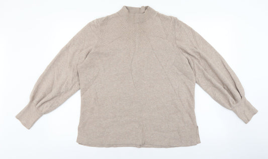 Marks and Spencer Womens Beige High Neck Viscose Pullover Jumper Size XL