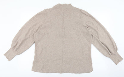 Marks & Spencer Womens Beige High Neck Viscose Pullover Jumper Size XL