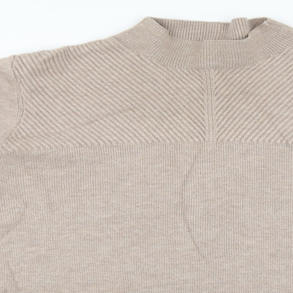 Marks and Spencer Womens Beige High Neck Viscose Pullover Jumper Size XL