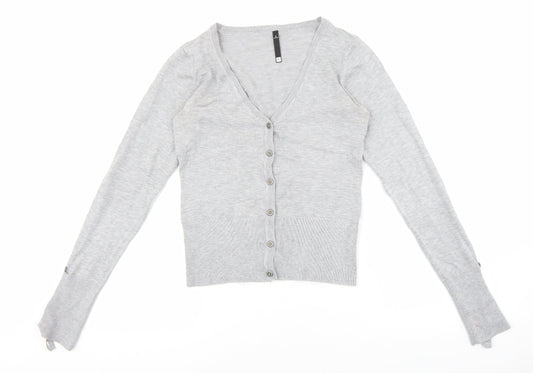 woolworths Womens Grey V-Neck Acrylic Cardigan Jumper Size S
