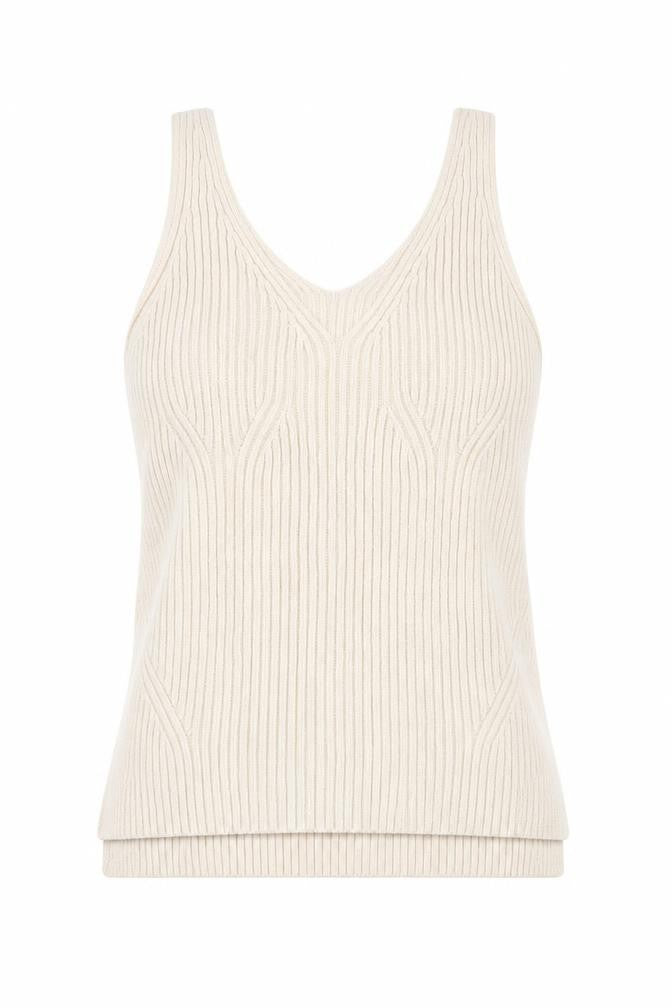 Witchery Womens Beige V-Neck Cotton Pullover Jumper Size S