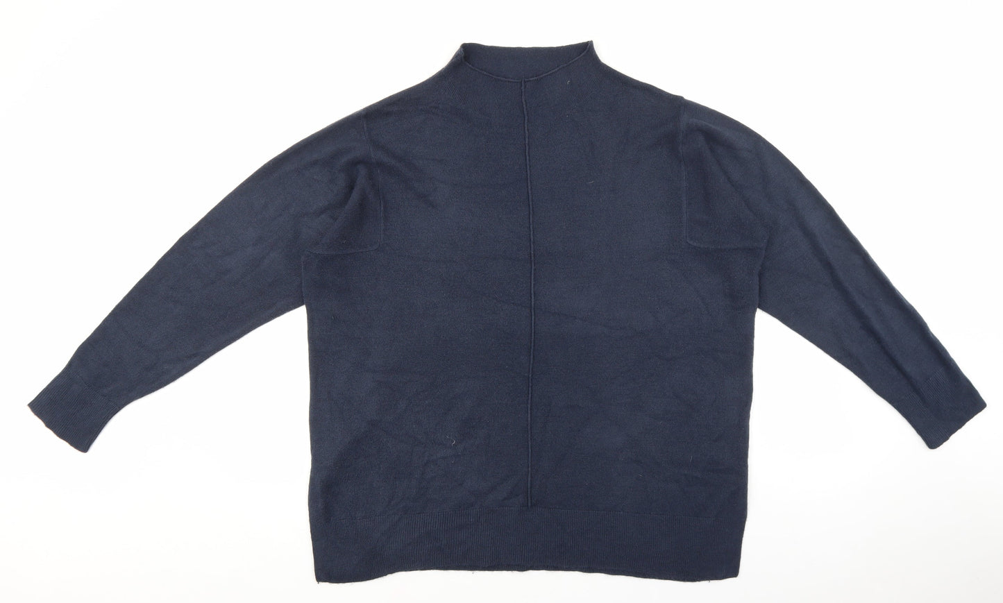 Marks and Spencer Womens Blue High Neck Acrylic Pullover Jumper Size L