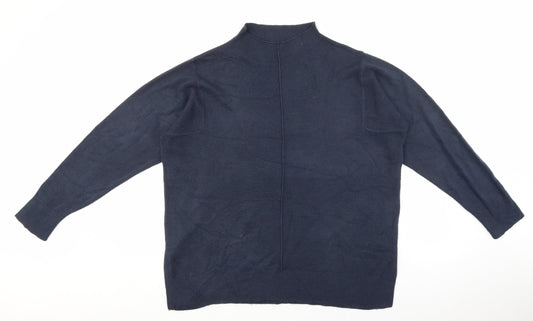 Marks and Spencer Womens Blue High Neck Acrylic Pullover Jumper Size L
