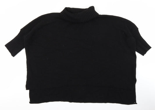 PRETTYLITTLETHING Womens Black Roll Neck Acrylic Pullover Jumper Size S