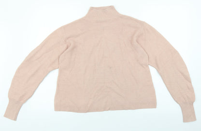Topshop Womens Pink Mock Neck Acrylic Pullover Jumper Size 10