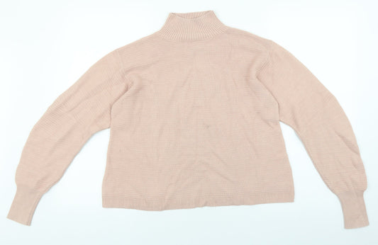 Topshop Womens Pink Mock Neck Acrylic Pullover Jumper Size 10
