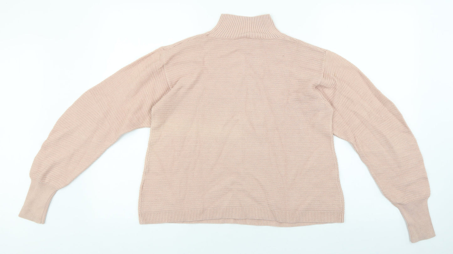 Topshop Womens Pink Mock Neck Acrylic Pullover Jumper Size 10