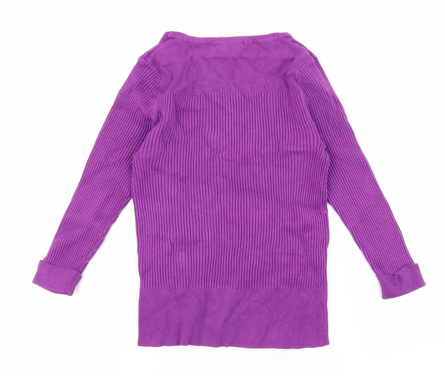 Marks and Spencer Womens Purple Round Neck Viscose Pullover Jumper Size 8