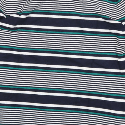 Country Casuals Womens Blue Striped Viscose Basic T-Shirt Size L Round Neck
