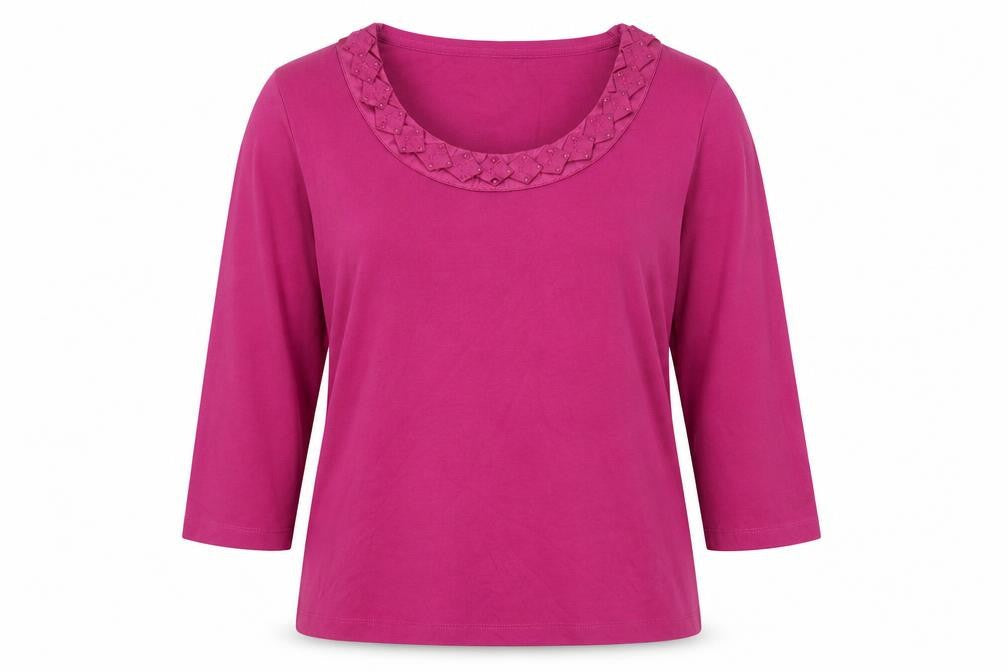 Marks & Spencer Womens Pink 100% Cotton Basic Blouse Size 14 Scoop Neck