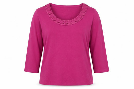 Marks and Spencer Womens Pink 100% Cotton Basic Blouse Size 14 Scoop Neck