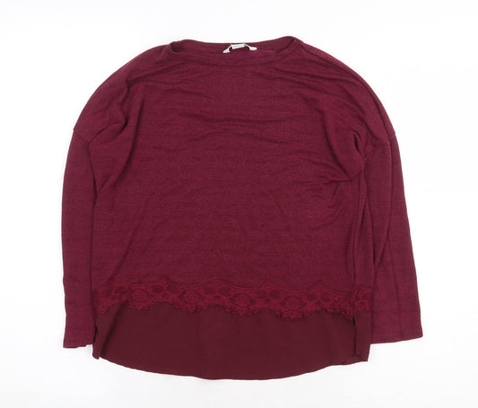 River Island Girls Purple Polyester Basic Blouse Size 11-12 Years Round Neck Pullover