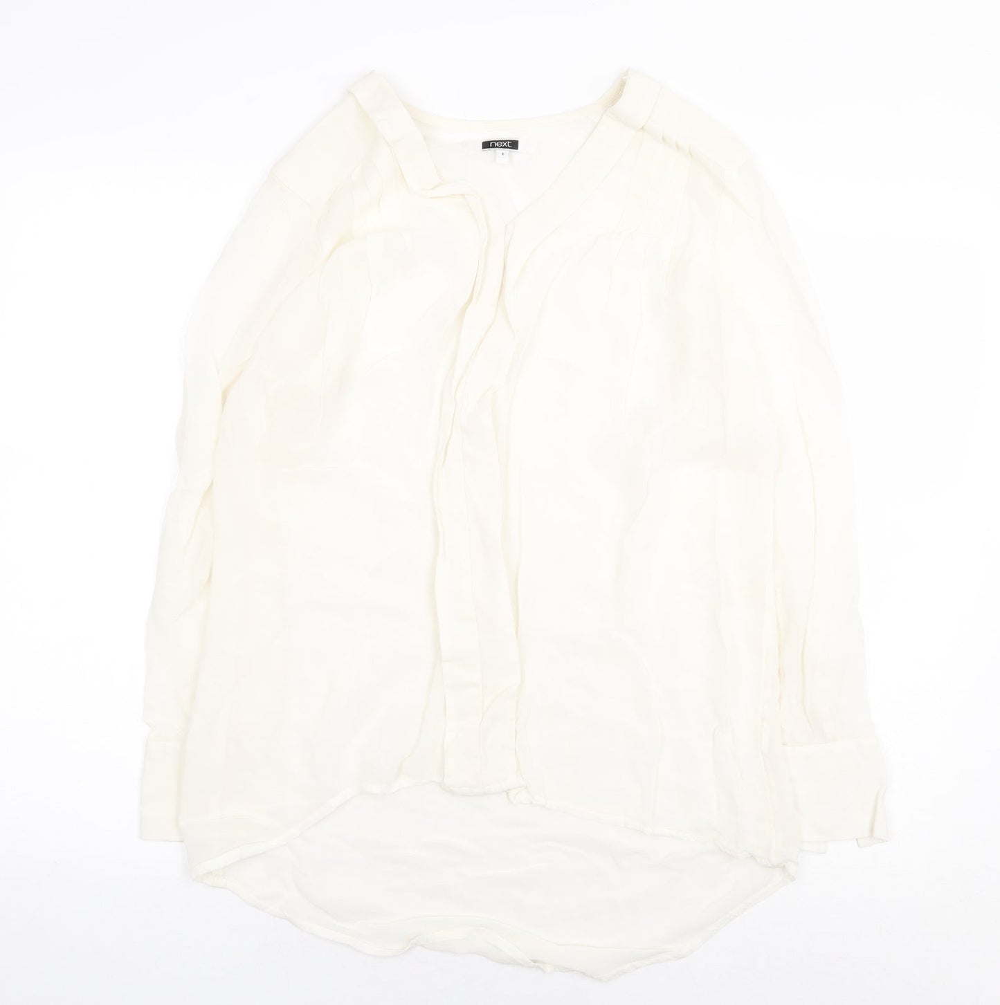 NEXT Womens Beige Polyester Basic Blouse Size 8 V-Neck