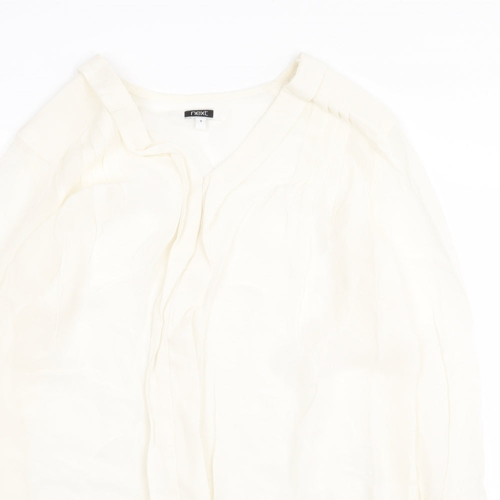 NEXT Womens Beige Polyester Basic Blouse Size 8 V-Neck