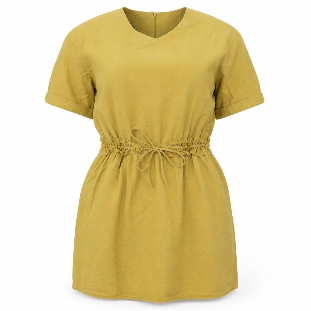 Zara Womens Yellow Viscose Mini Size S Round Neck Zip