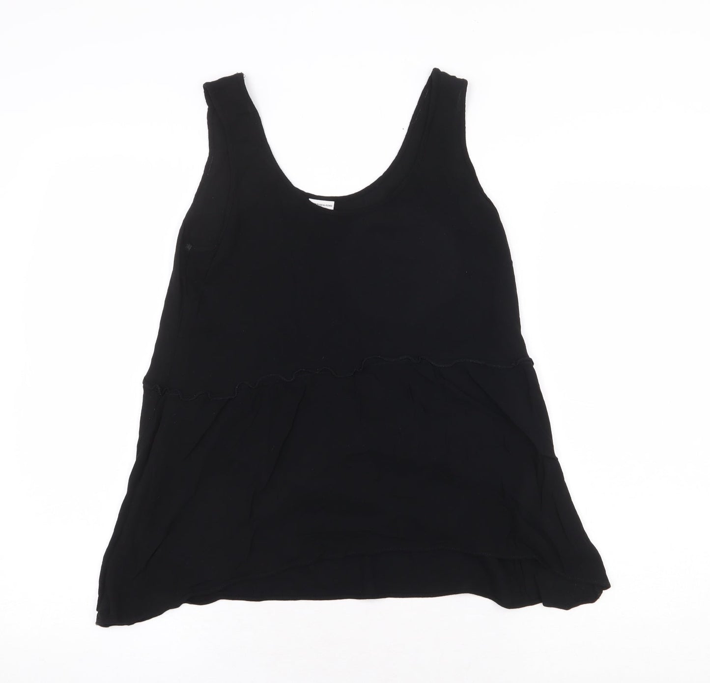 Jaqueline de Yong Womens Black Viscose Basic Tank Size 10 Round Neck
