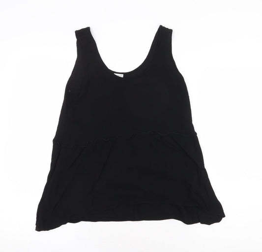 Jaqueline de Yong Womens Black Viscose Basic Tank Size 10 Round Neck