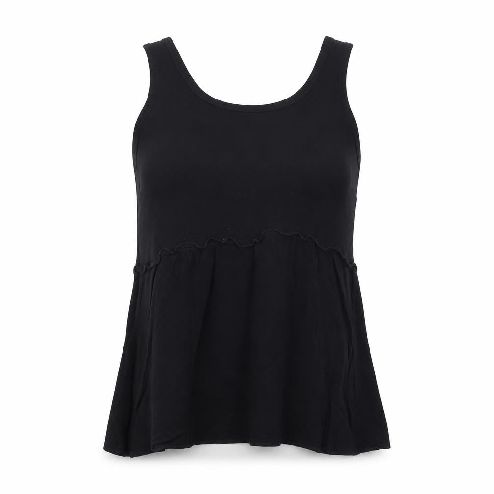Jaqueline de Yong Womens Black Viscose Basic Tank Size 10 Round Neck