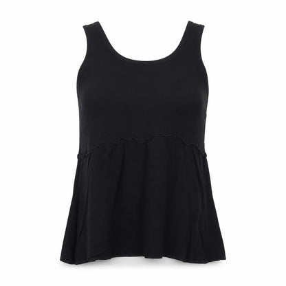 Jaqueline de Yong Womens Black Viscose Basic Tank Size 10 Round Neck