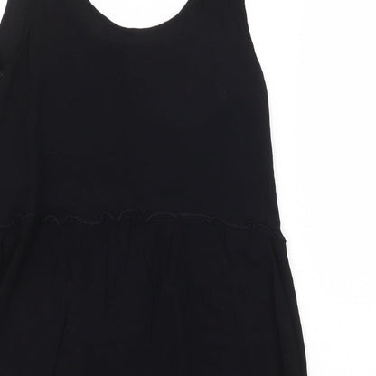 Jaqueline de Yong Womens Black Viscose Basic Tank Size 10 Round Neck