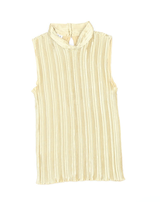 Nicola Womens Gold Polyester Basic Blouse Size M Mock Neck