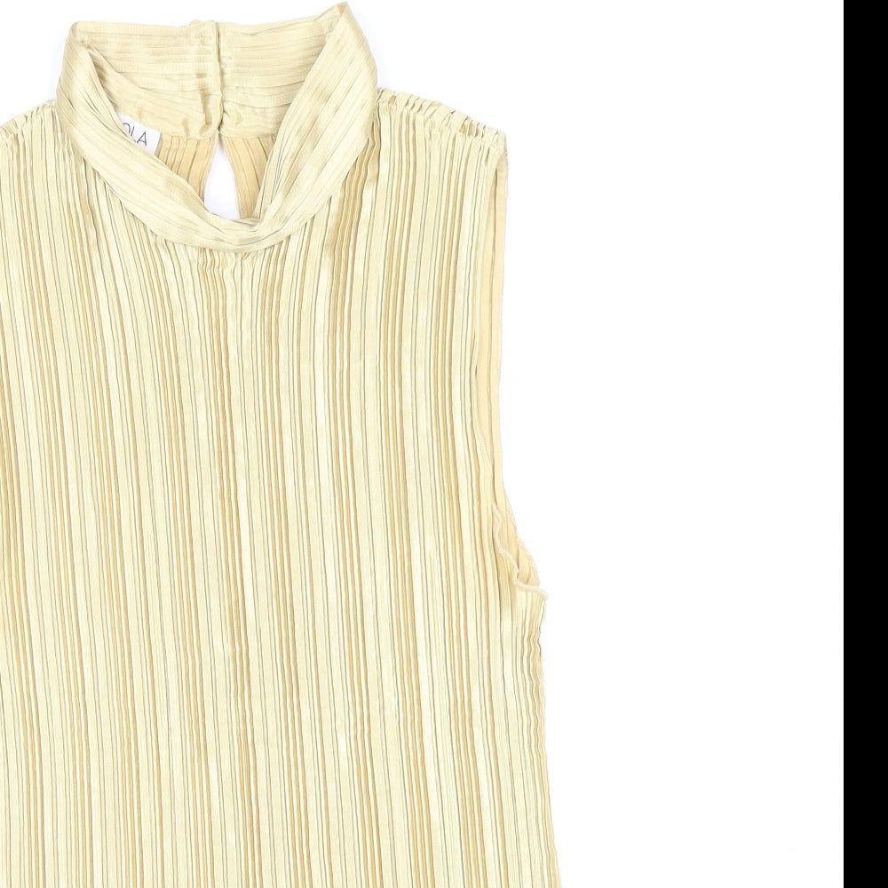 Nicola Womens Gold Polyester Basic Blouse Size M Mock Neck