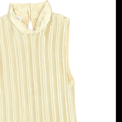 Nicola Womens Gold Polyester Basic Blouse Size M Mock Neck