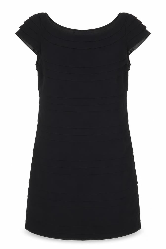 French Connection Womens Black Polyester Shift Size 10 Boat Neck Zip