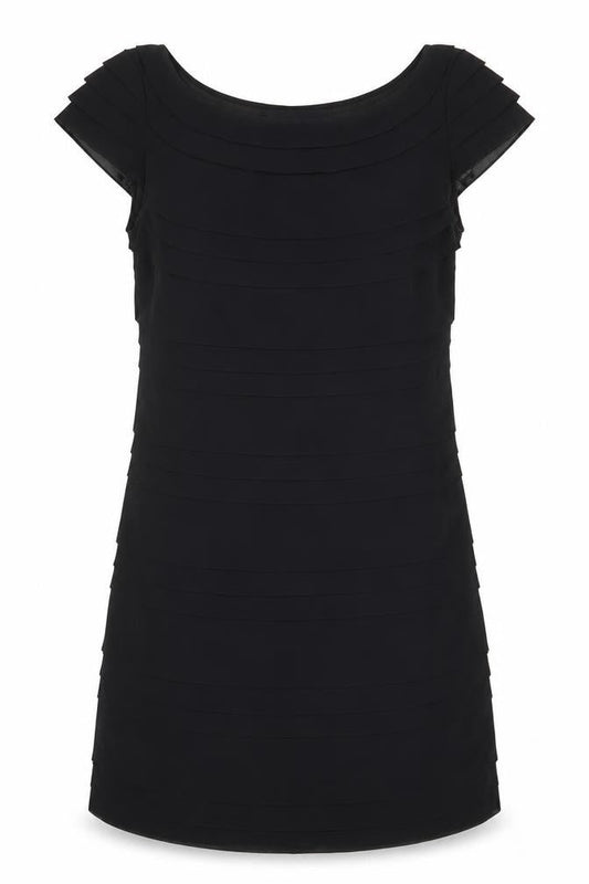 French Connection Womens Black Polyester Shift Size 10 Boat Neck Zip