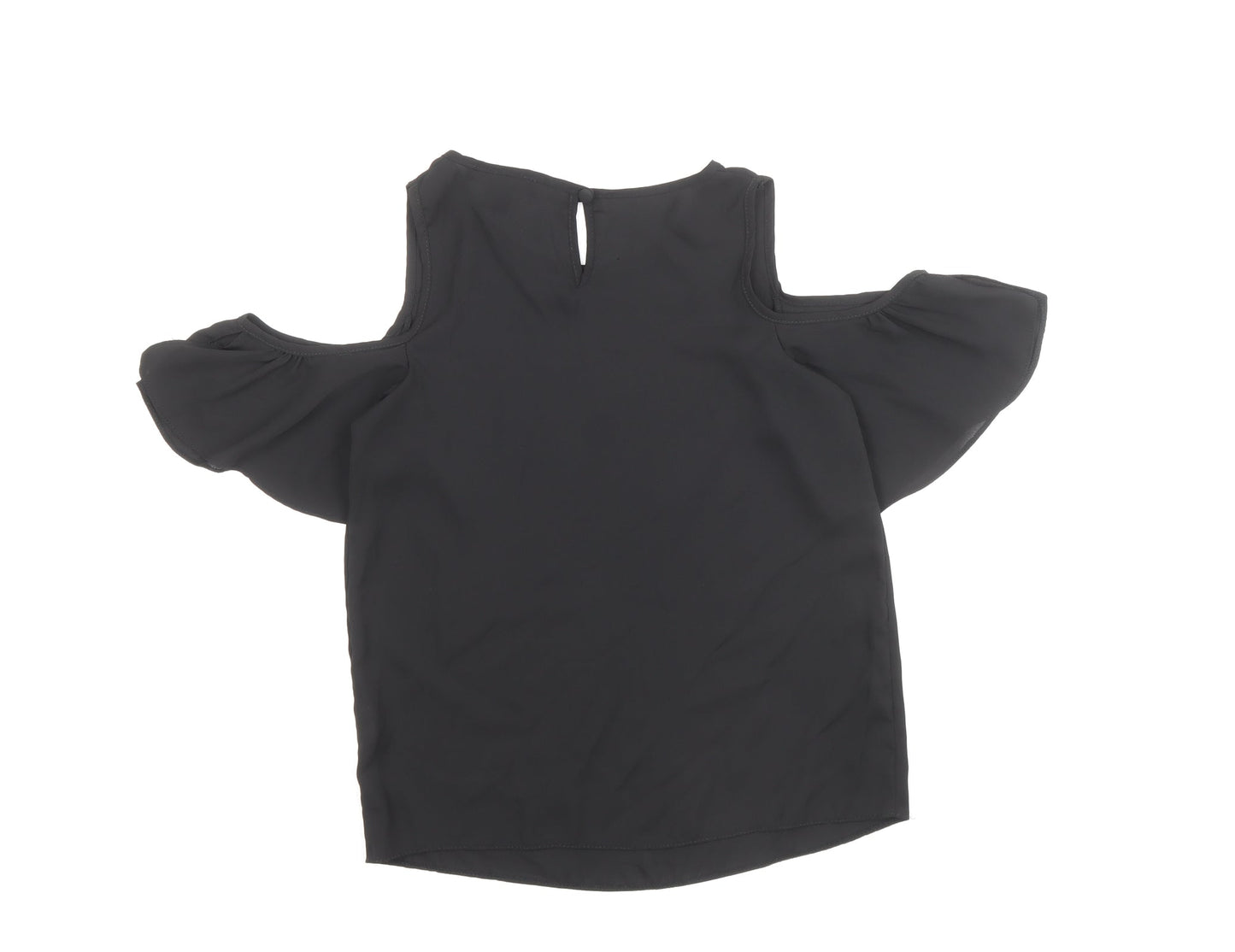 Atmosphere Womens Black Polyester Basic Blouse Size 6 Scoop Neck - Cold Shoulder