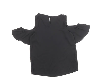 Atmosphere Womens Black Polyester Basic Blouse Size 6 Scoop Neck - Cold Shoulder
