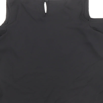 Atmosphere Womens Black Polyester Basic Blouse Size 6 Scoop Neck - Cold Shoulder