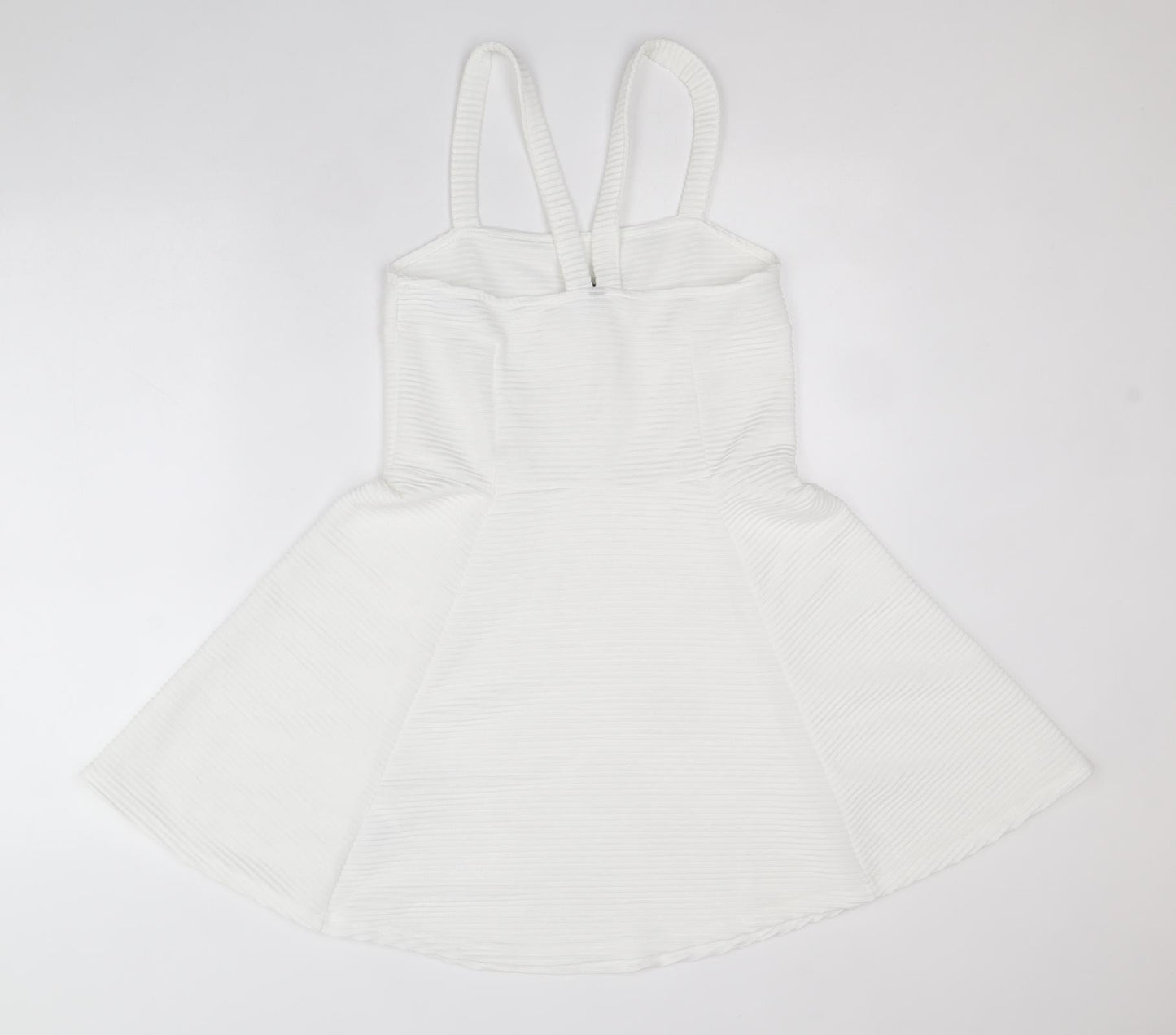 Divided by H&M Womens White Polyester Pinafore/Dungaree Dress Size M Square Neck Pullover