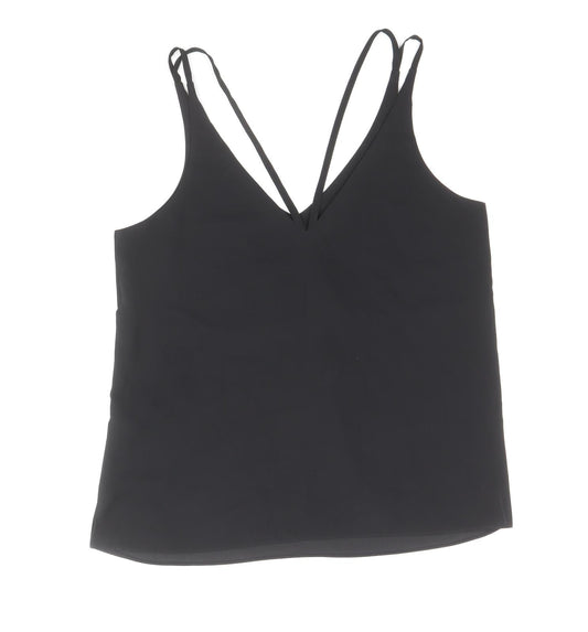 Topshop Womens Black Polyester Camisole Tank Size 6 V-Neck - Cross Back