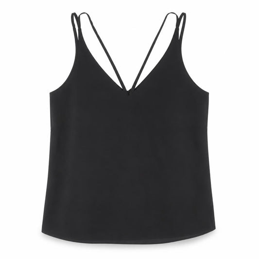 Topshop Womens Black Polyester Camisole Tank Size 6 V-Neck - Cross Back