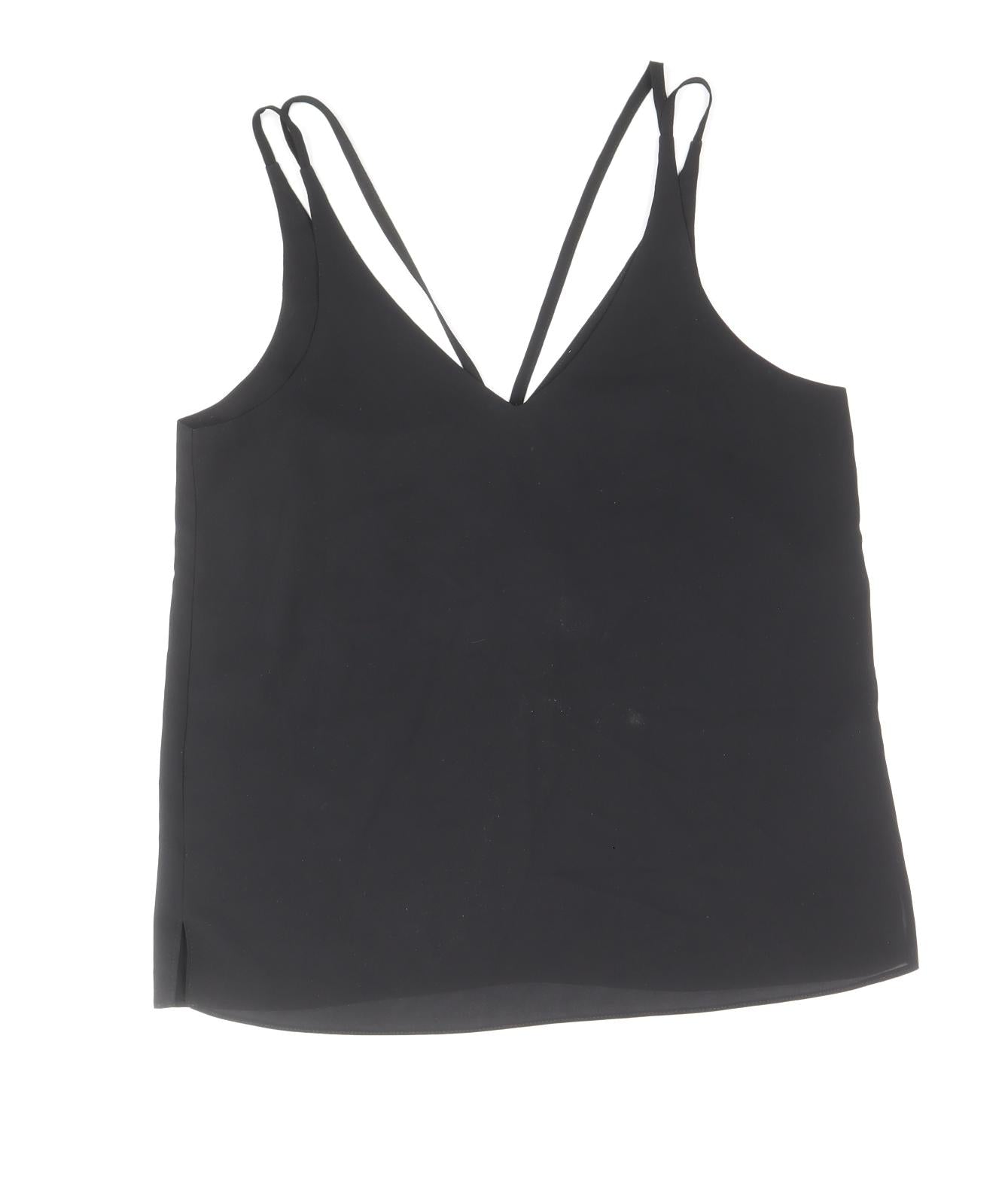 Topshop Womens Black Polyester Camisole Tank Size 6 V-Neck - Cross Back