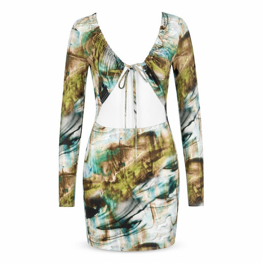 PRETTYLITTLETHING Womens Multicoloured Tie Dye Polyester Bodycon Size 6 Scoop Neck Pullover