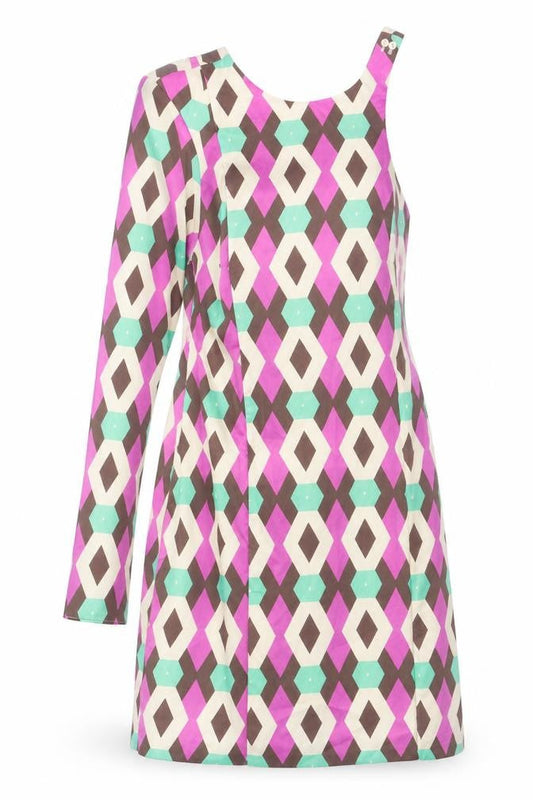 Zara Womens Multicoloured Geometric Polyester A-Line Size XS Round Neck Zip