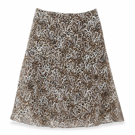 Bassini Womens Brown Geometric Cotton Flare Skirt Size 12