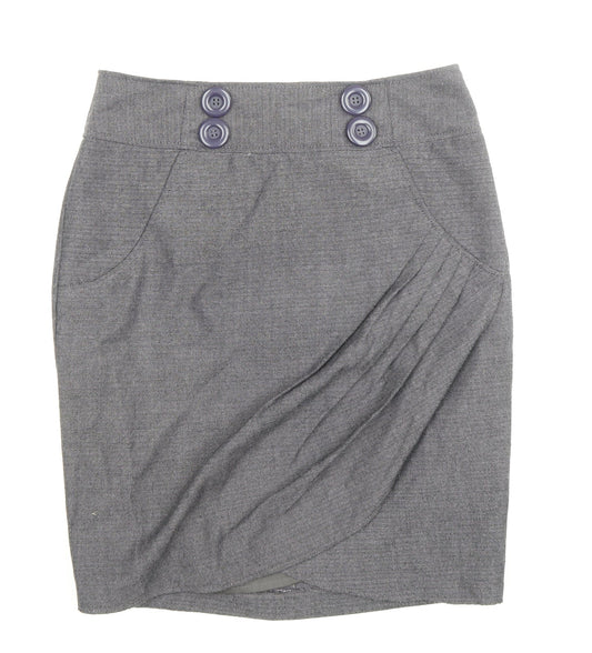 NEXT Womens Black Polyester Straight & Pencil Skirt Size 8 Zip