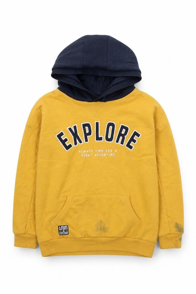 Primark Boys Yellow Polyester Pullover Hoodie Size 7-8 Years Pullover - Explore slogan