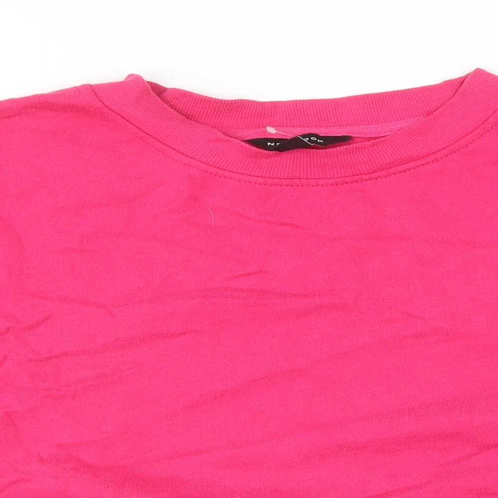 New Look Womens Pink Cotton Pullover Sweatshirt Size 10 Pullover