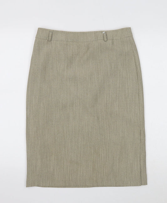 Bianca Womens Beige Acetate Straight & Pencil Skirt Size 10 Zip