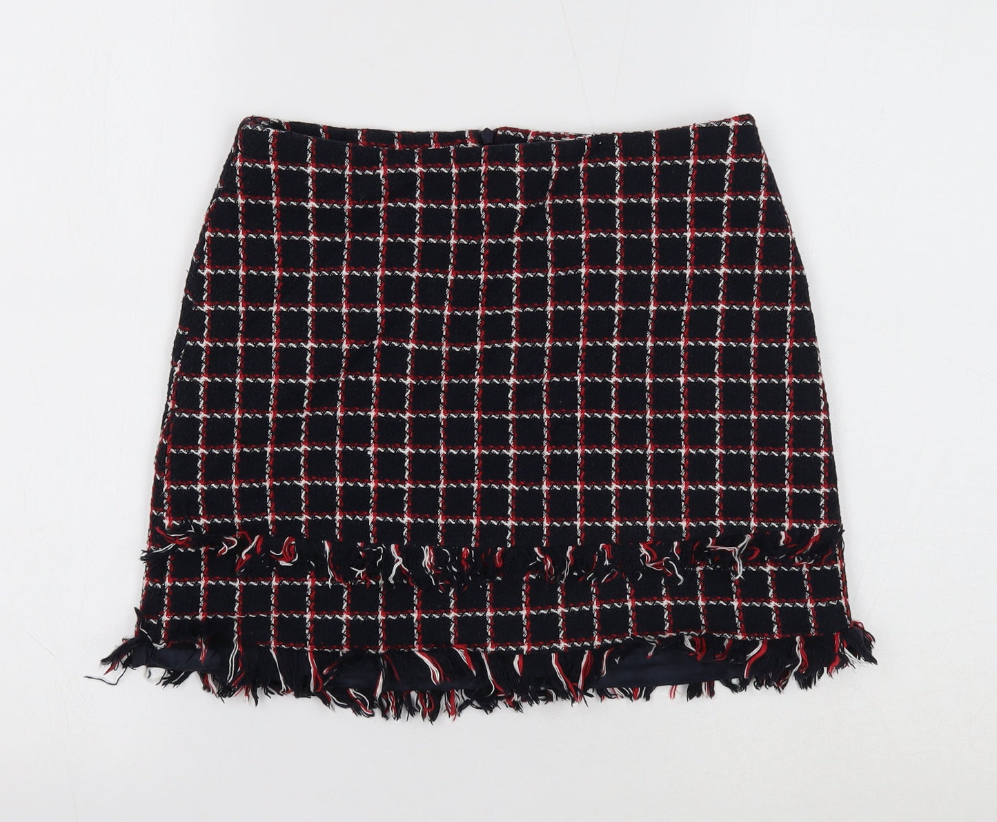 Zara Womens Blue Geometric Polyester A-Line Skirt Size 8 Zip