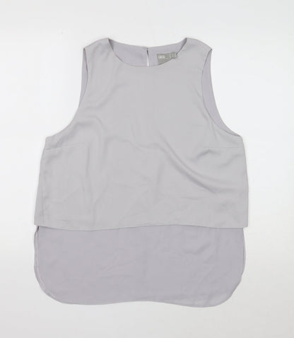 ASOS Womens Grey Polyester Basic Tank Size 14 Boat Neck
